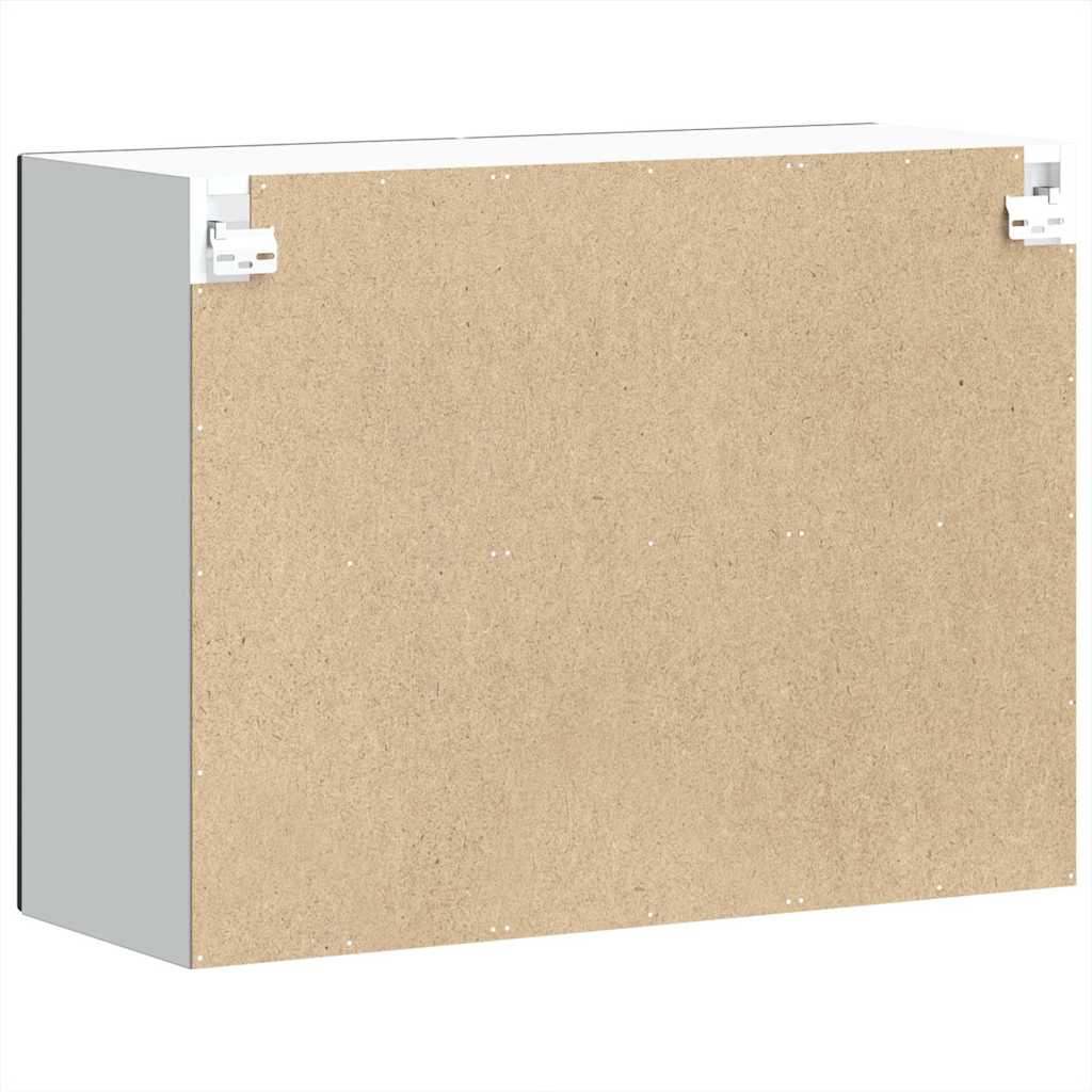 Pensile da Cucina con Porta in Vetro-Mobile Cucina da Parete Lucca Nero Truciolato 659610