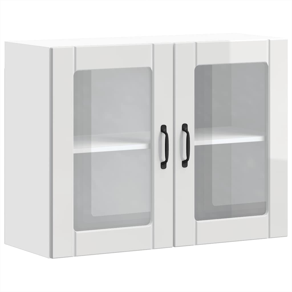 vidaXL Pensile da Cucina con Porta in Vetro Lucca Bianco Lucido