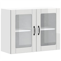 vidaXL Pensile da Cucina con Porta in Vetro Lucca Bianco Lucido