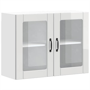 vidaXL Pensile da Cucina con Porta in Vetro Lucca Bianco Lucido