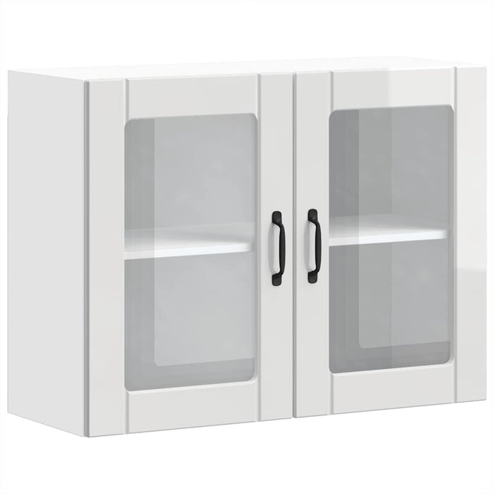 vidaXL Pensile da Cucina con Porta in Vetro Lucca Bianco Lucido