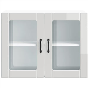 vidaXL Pensile da Cucina con Porta in Vetro Lucca Bianco Lucido