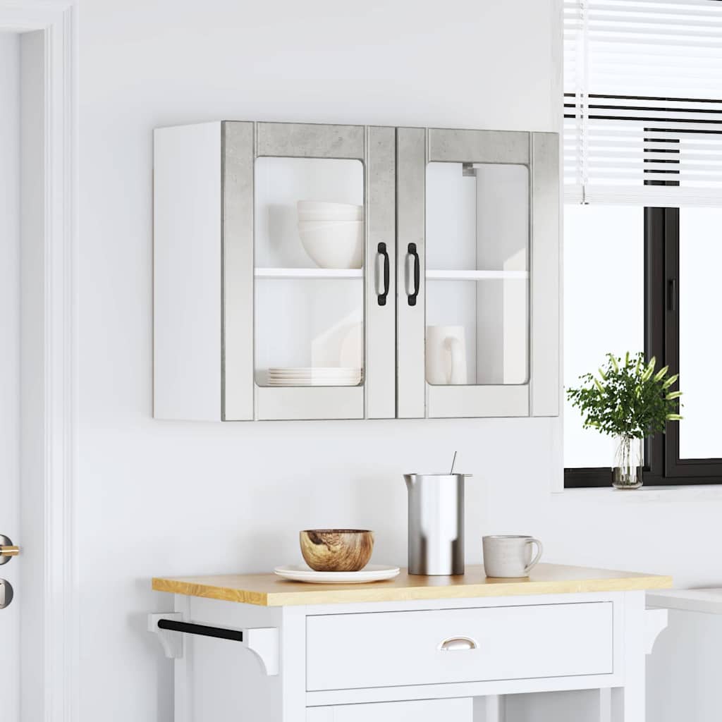 Pensile da Cucina con Porta in Vetro Lucca Grigio Cemento