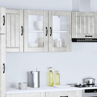 Pensile da Cucina con Porta in Vetro Lucca Grigio Cemento 853851