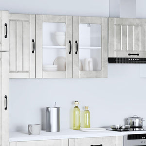 Pensile da Cucina con Porta in Vetro Lucca Grigio Cemento 853851