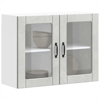 Pensile da Cucina con Porta in Vetro-Mobile Cucina da Parete Lucca Grigio Cemento 624886