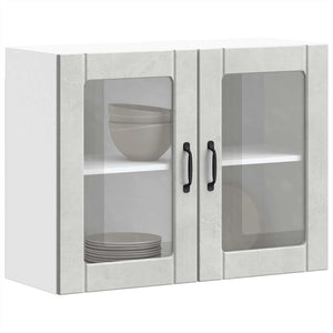 Pensile da Cucina con Porta in Vetro-Mobile Cucina da Parete Lucca Grigio Cemento 624886