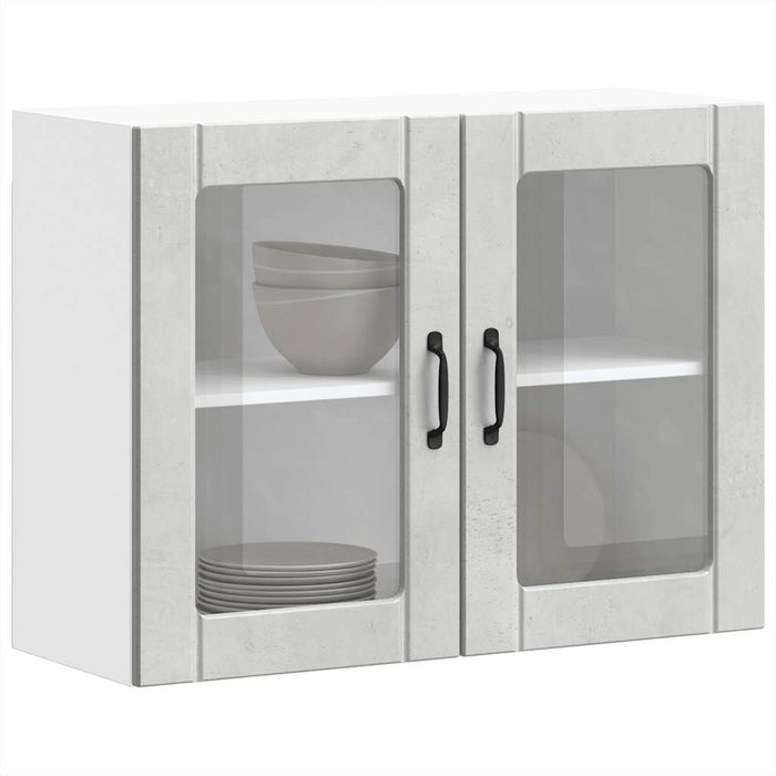 Pensile da Cucina con Porta in Vetro-Mobile Cucina da Parete Lucca Grigio Cemento 624886