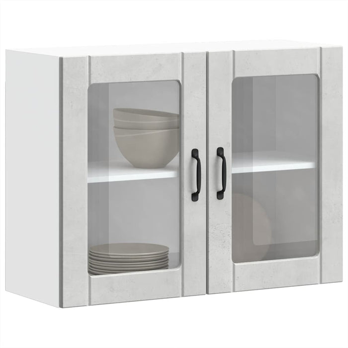 Pensile da Cucina con Porta in Vetro Lucca Grigio Cemento 853851