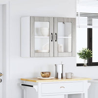 Pensile da Cucina con Porta in Vetro-Mobile Cucina da Parete Lucca Grigio Sonoma 277559