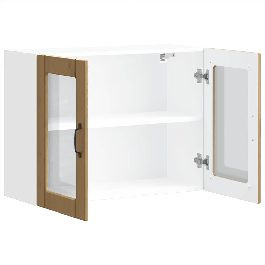 vidaXL Pensile da Cucina con Porta in Vetro Lucca Rovere Artigianale