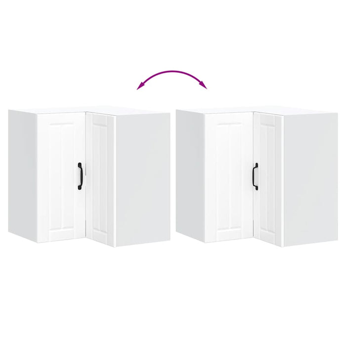 Pensile da Cucina ad Angolo-Mobile Cucina da Parete Lucca Bianco in Legno Multistrato