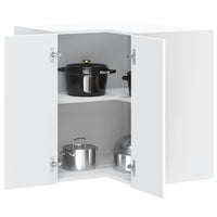 Pensile da Cucina ad Angolo-Mobile Cucina da Parete Lucca Bianco in Legno Multistrato