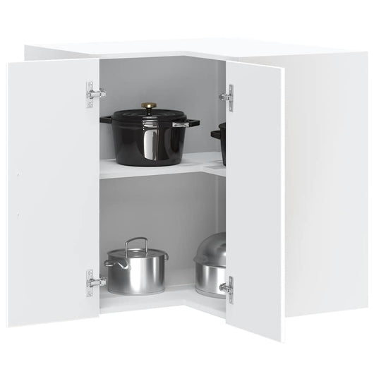 Pensile da Cucina ad Angolo-Mobile Cucina da Parete Lucca Bianco in Legno Multistrato