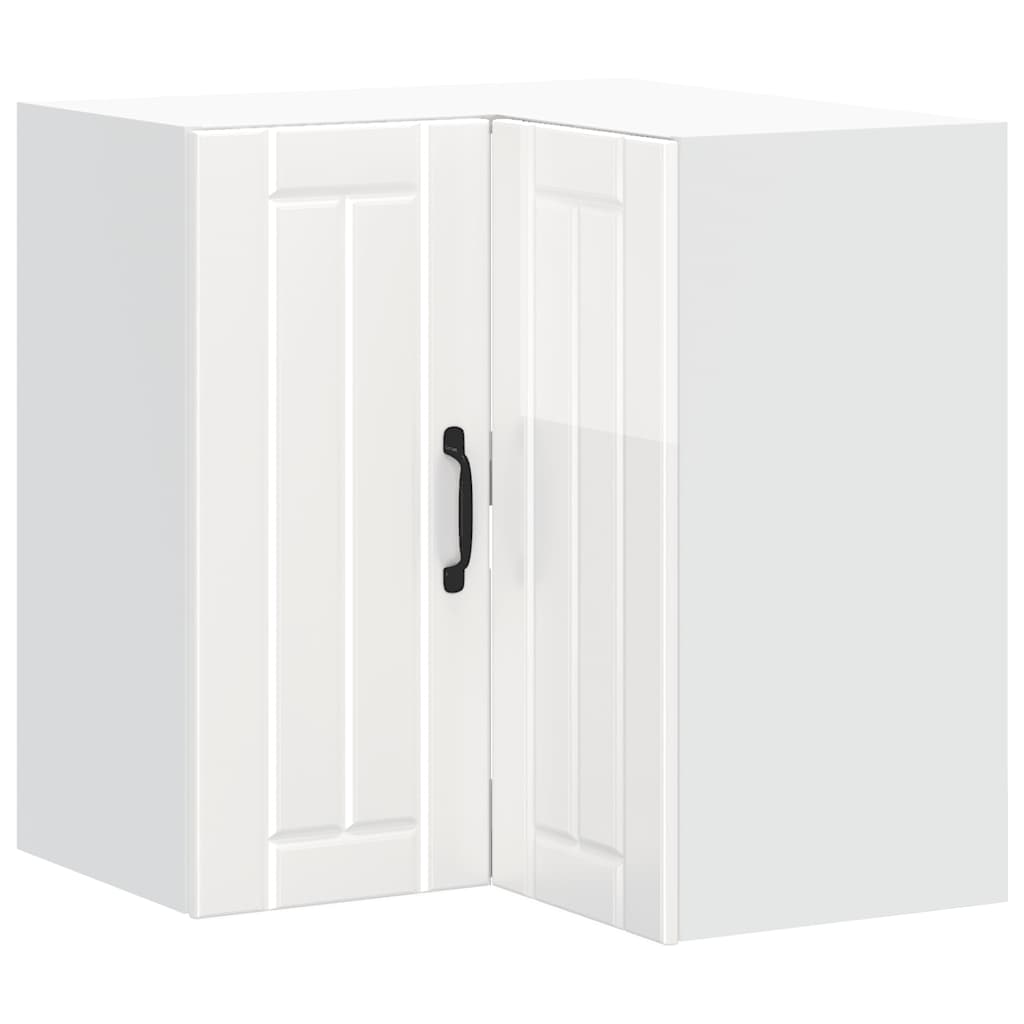 Pensile da Cucina ad Angolo-Mobile Cucina da Parete Lucca Bianco Lucido in Truciolato