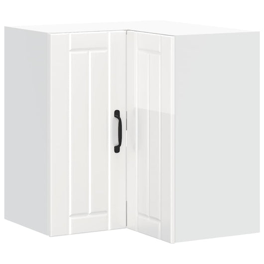 Pensile da Cucina ad Angolo-Mobile Cucina da Parete Lucca Bianco Lucido in Truciolato