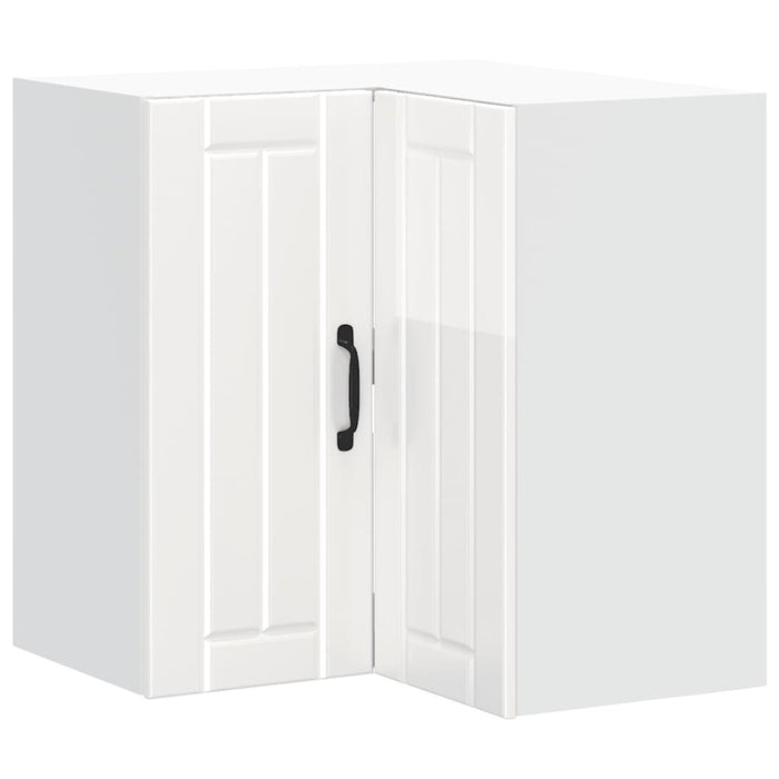 Pensile da Cucina ad Angolo-Mobile Cucina da Parete Lucca Bianco Lucido in Truciolato