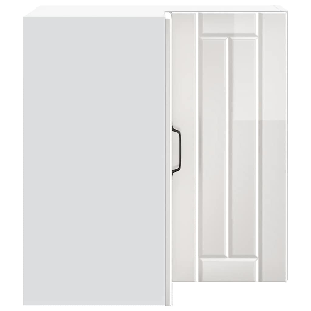 Pensile da Cucina ad Angolo-Mobile Cucina da Parete Lucca Bianco Lucido in Truciolato