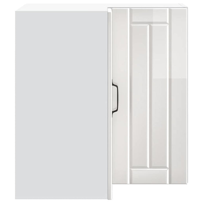 Pensile da Cucina ad Angolo-Mobile Cucina da Parete Lucca Bianco Lucido in Truciolato