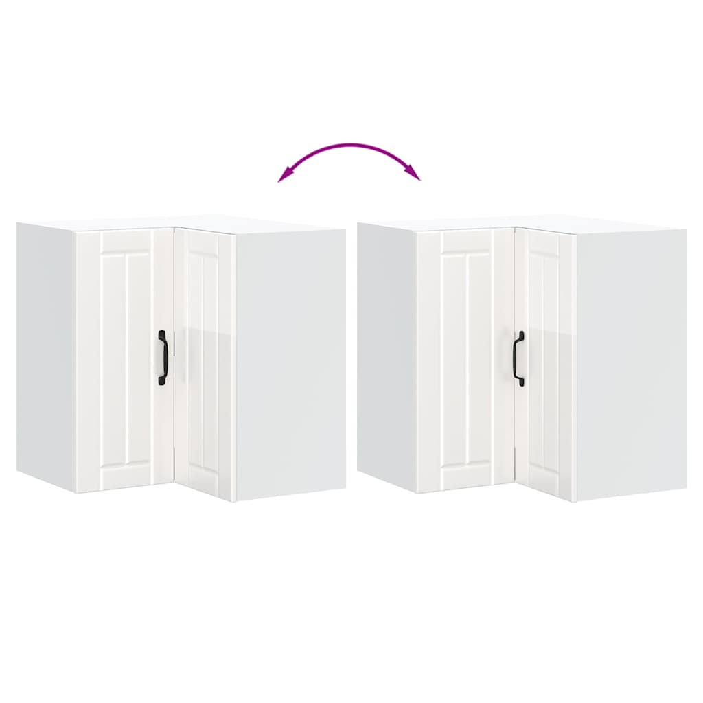 Pensile da Cucina ad Angolo-Mobile Cucina da Parete Lucca Bianco Lucido in Truciolato