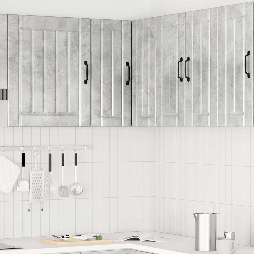 Pensile da Cucina ad Angolo-Mobile Cucina da Parete Lucca Grigio Cemento in Truciolato