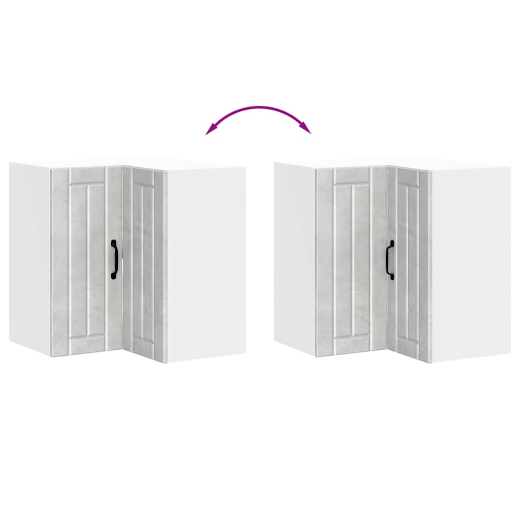 Pensile da Cucina ad Angolo-Mobile Cucina da Parete Lucca Grigio Cemento in Truciolato