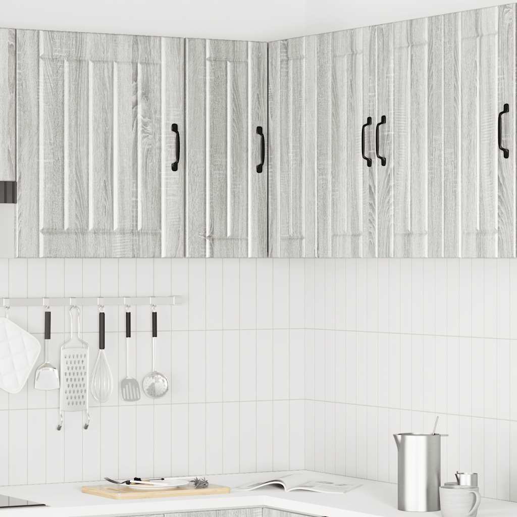 Pensile da Cucina ad Angolo-Mobile Cucina da Parete Lucca Grigio Sonoma in Truciolato