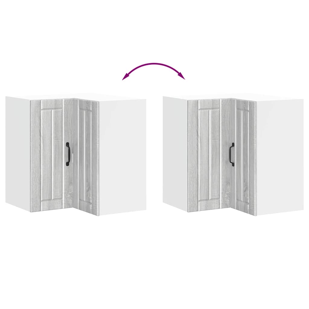 Pensile da Cucina ad Angolo-Mobile Cucina da Parete Lucca Grigio Sonoma in Truciolato