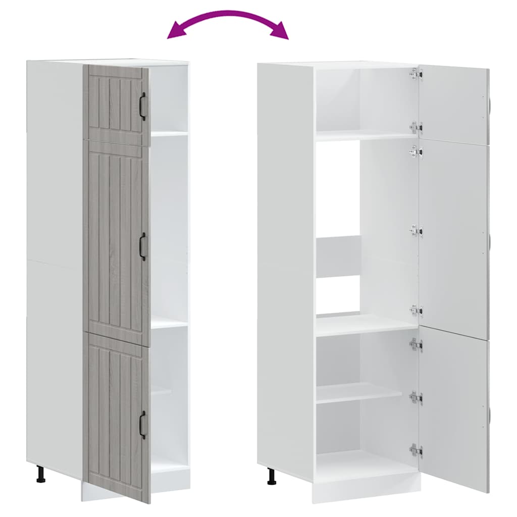 Armadio da Cucina-Credenza da Cucina Lucca Grigio Sonoma in Legno Multistrato