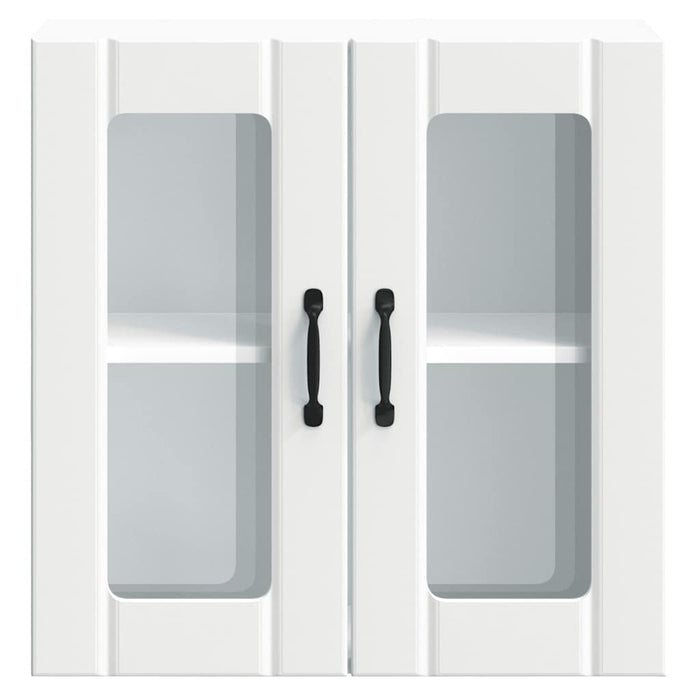 Pensile da Cucina con Porta in Vetro-Mobile Cucina da Parete Lucca Bianco Truciolato 509921