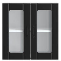 Pensile da Cucina con Porta in Vetro Lucca Nero Truciolato 853908