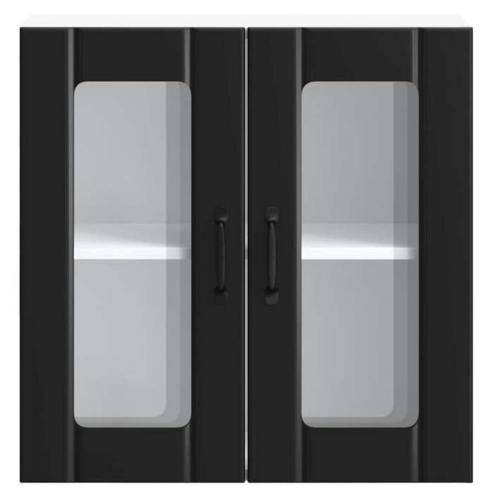 Pensile da Cucina con Porta in Vetro Lucca Nero Truciolato 853908