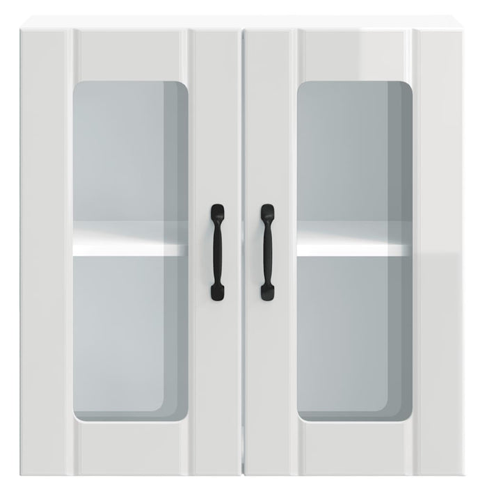 Pensile da Cucina con Porta in Vetro Lucca Bianco Lucido 853909