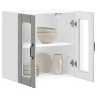 vidaXL Pensile da Cucina con Porta in Vetro Lucca Grigio Cemento