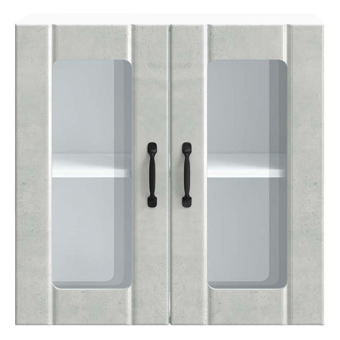 vidaXL Pensile da Cucina con Porta in Vetro Lucca Grigio Cemento