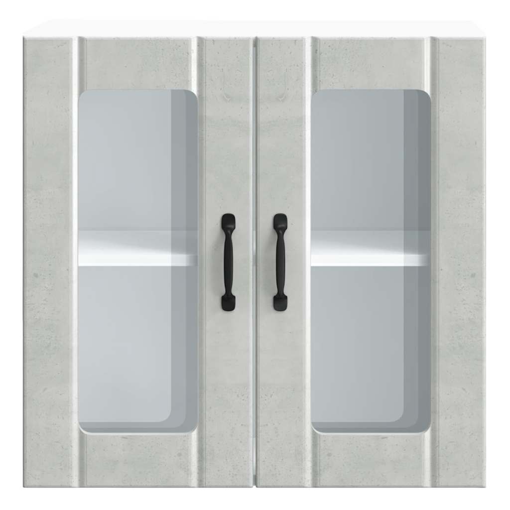 Pensile da Cucina con Porta in Vetro-Mobile Cucina da Parete Lucca Grigio Cemento 569572