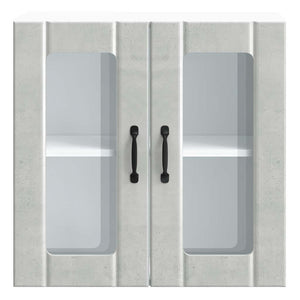 Pensile da Cucina con Porta in Vetro-Mobile Cucina da Parete Lucca Grigio Cemento 569572