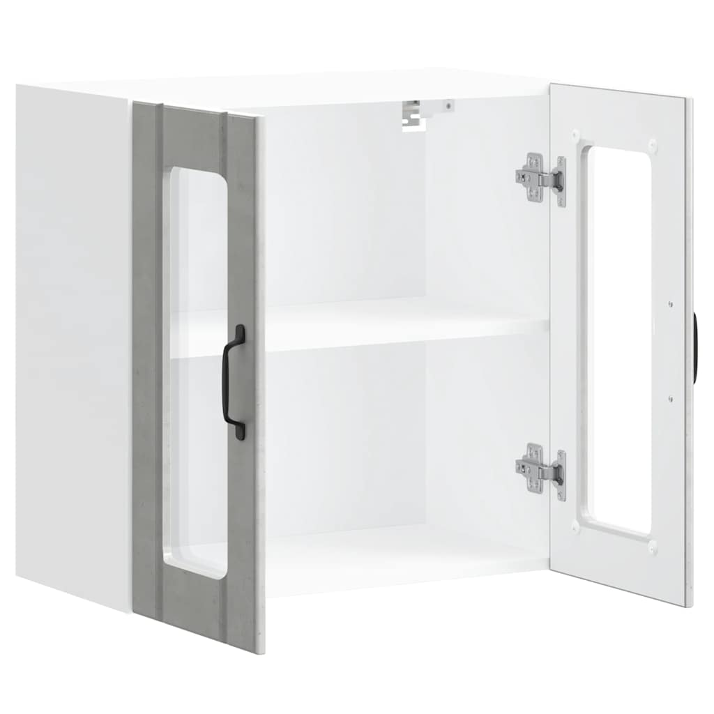 vidaXL Pensile da Cucina con Porta in Vetro Lucca Grigio Cemento