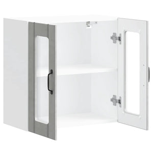 vidaXL Pensile da Cucina con Porta in Vetro Lucca Grigio Cemento