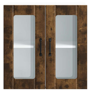 vidaXL Pensile da Cucina con Porta in Vetro Lucca Rovere Fumo