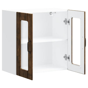 vidaXL Pensile da Cucina con Porta in Vetro Lucca Rovere Fumo