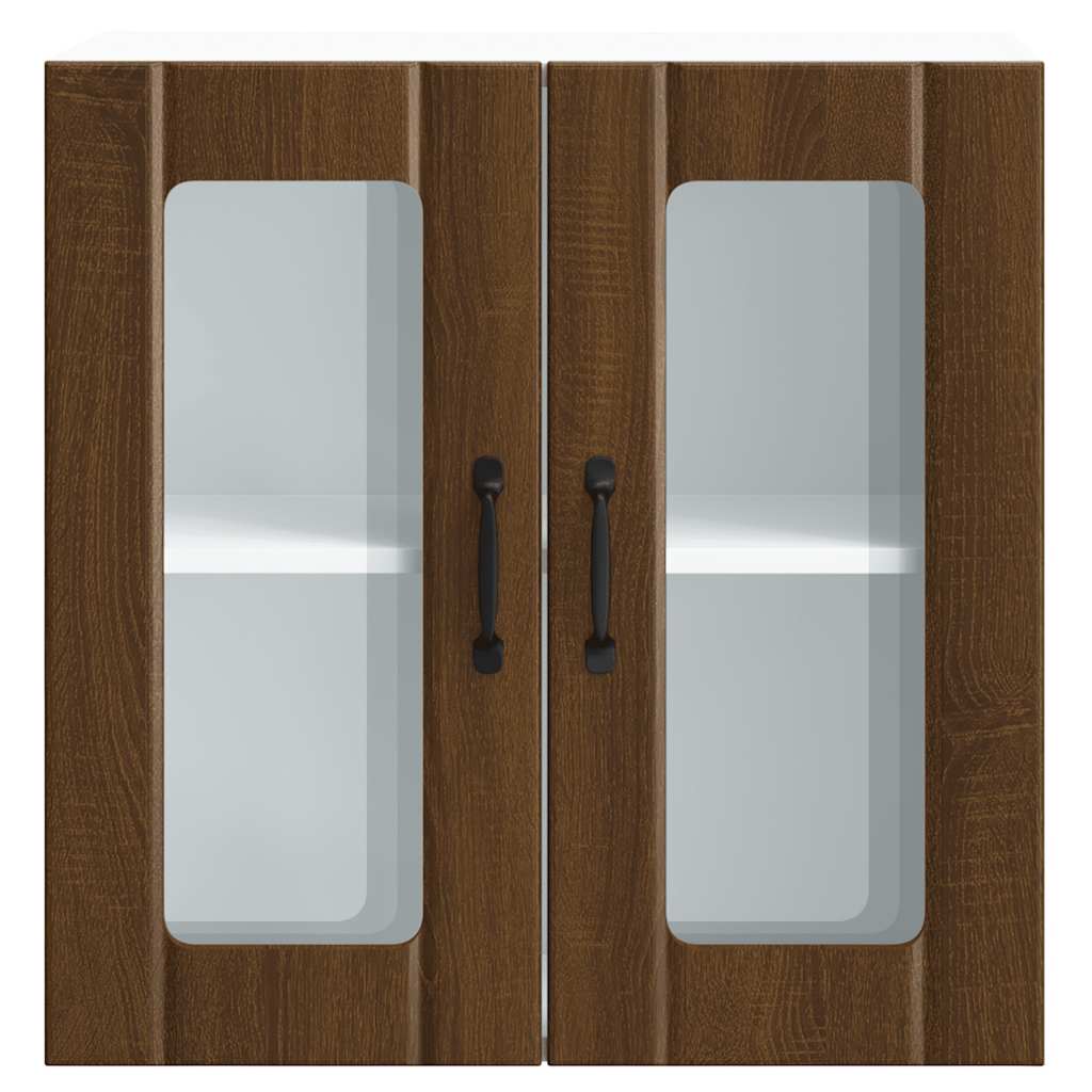 Pensile da Cucina con Porta in Vetro Lucca Rovere Marrone 853914