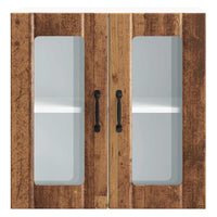 Pensile da Cucina con Porta in Vetro-Mobile Cucina da Parete Lucca Legno Vecchio 303506