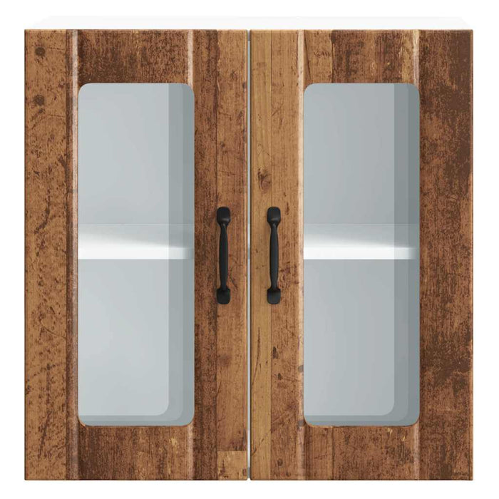 Pensile da Cucina con Porta in Vetro-Mobile Cucina da Parete Lucca Legno Vecchio 303506