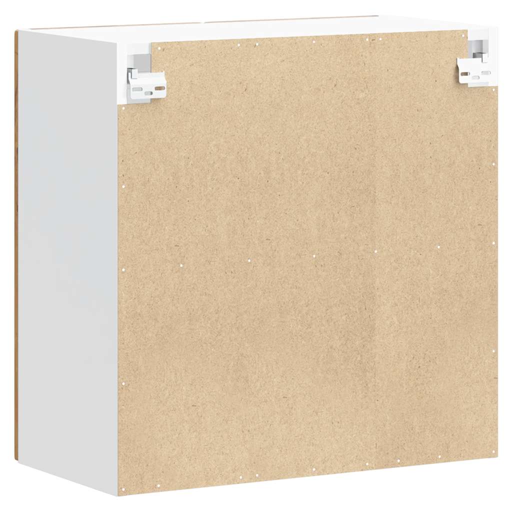 Pensile da Cucina con Porta in Vetro-Mobile Cucina da Parete Lucca Legno Vecchio 303506