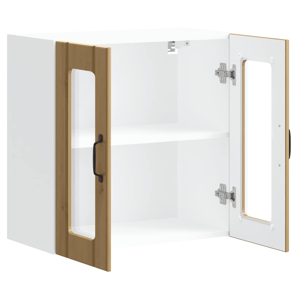 Pensile da Cucina con Porta in Vetro-Mobile Cucina da Parete Lucca Rovere Artigianale 217619