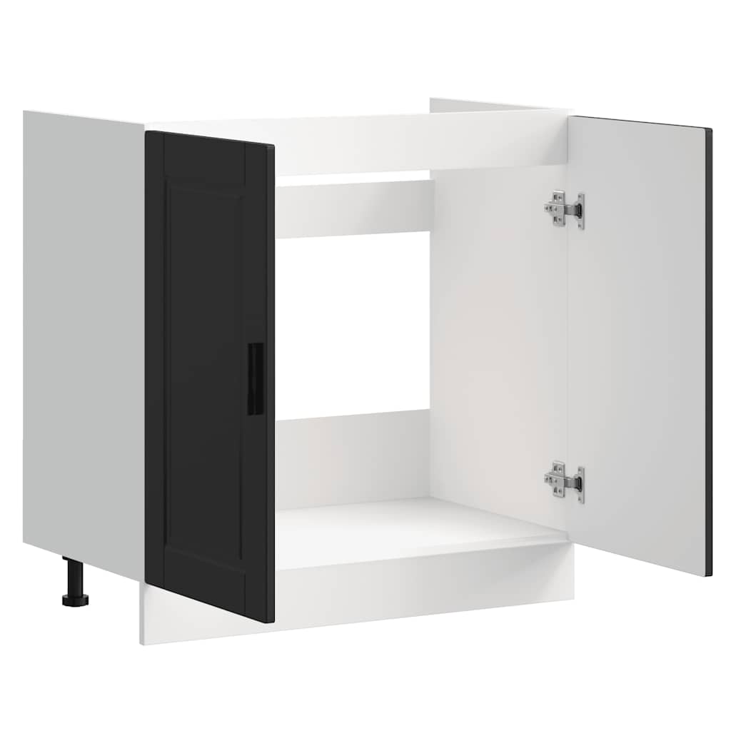 Mobile base lavello-Armadietto da bagno Porto Nero 80x46x81,5cm Legno Multistrato