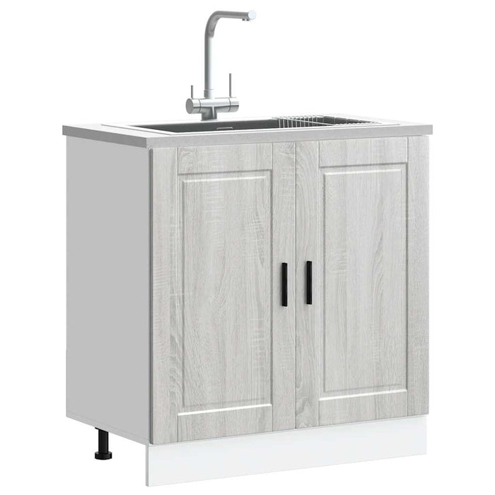 Mobile base lavello-Armadietto da bagno Porto Grigio Sonoma 80x46x81,5cm Truciolato