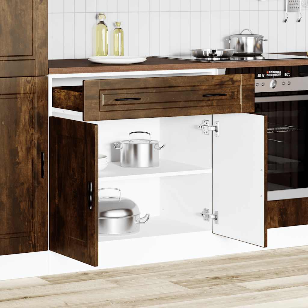 Base da Cucina Porto Rovere Fumo in Legno Multistrato 853982