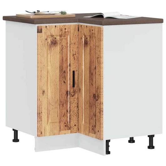 Base ad Angolo Cucina-Mobile Angolare da Cucina Porto Legno Antico in Legno Multistrato